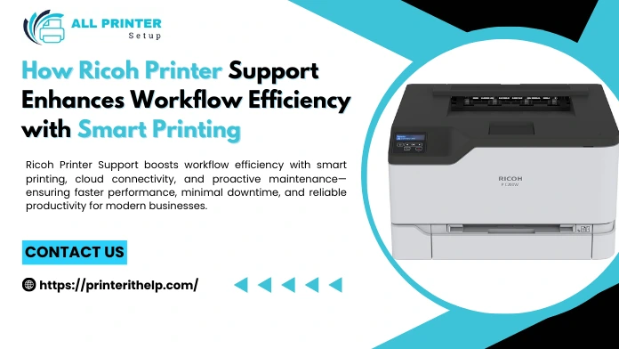 Ricoh Printer Support banner for smart printing and workflow efficiency